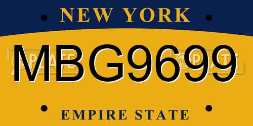 MBG9699 New York License Plate