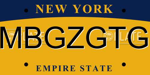 MBGZGTG New York License Plate