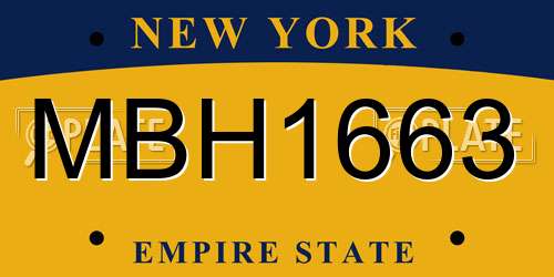 MBH1663 New York License Plate