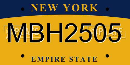 MBH2505 New York License Plate
