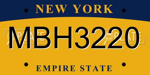 MBH3220 New York License Plate