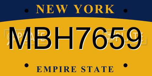 MBH7659 New York License Plate