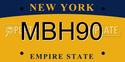MBH90 New York License Plate