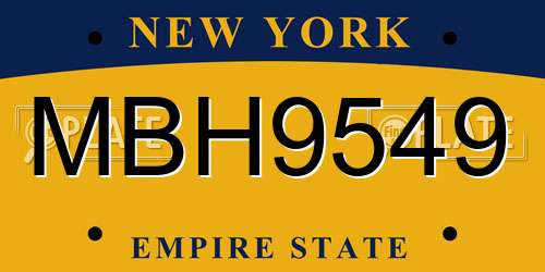 MBH9549 New York License Plate