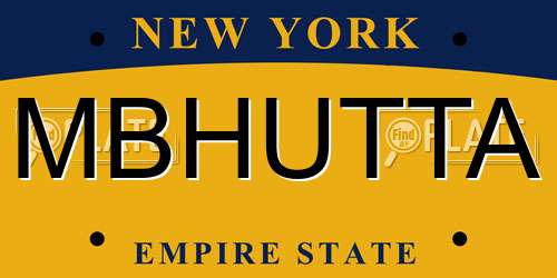 MBHUTTA New York License Plate