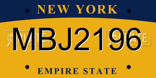 MBJ2196 New York License Plate