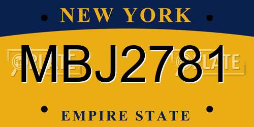 MBJ2781 New York License Plate