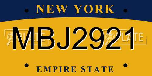 MBJ2921 New York License Plate