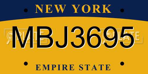 MBJ3695 New York License Plate