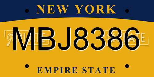 MBJ8386 New York License Plate