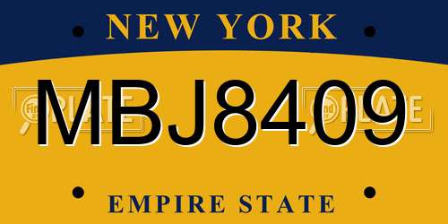 MBJ8409 New York License Plate