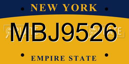 MBJ9526 New York License Plate