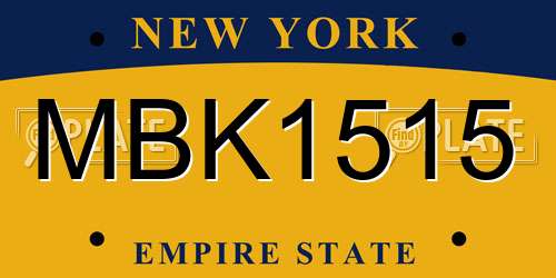 MBK1515 New York License Plate