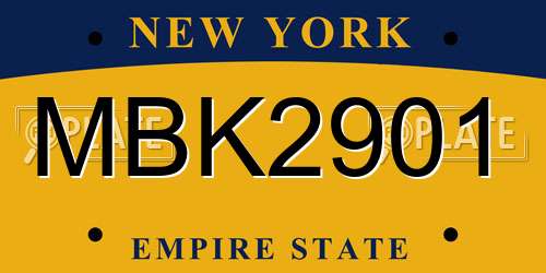 MBK2901 New York License Plate