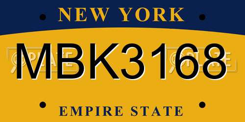 MBK3168 New York License Plate