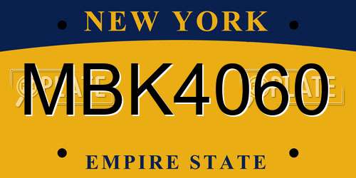MBK4060 New York License Plate