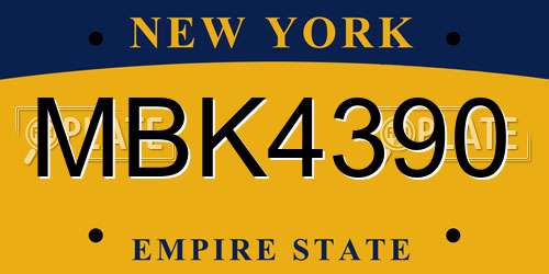MBK4390 New York License Plate