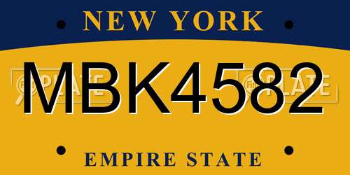 MBK4582 New York License Plate