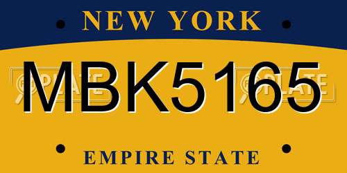 MBK5165 New York License Plate