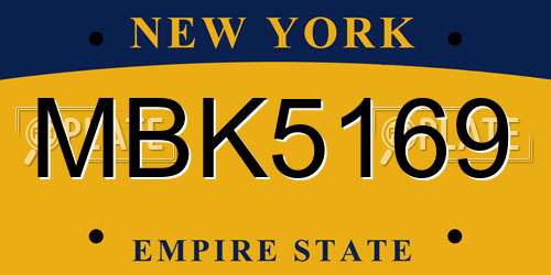 MBK5169 New York License Plate