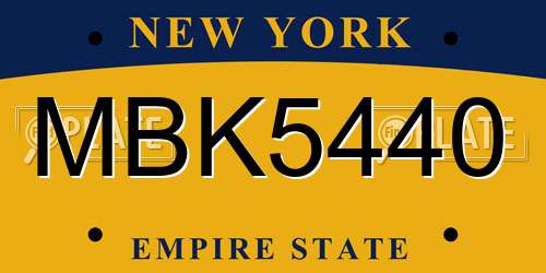 MBK5440 New York License Plate