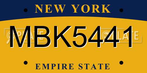 MBK5441 New York License Plate