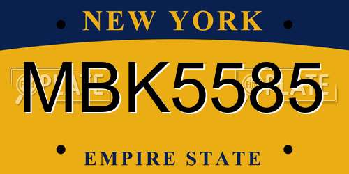MBK5585 New York License Plate