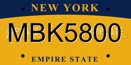 MBK5800 New York License Plate
