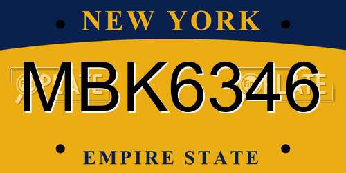 MBK6346 New York License Plate