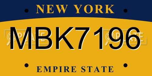MBK7196 New York License Plate