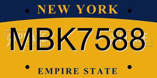 MBK7588 New York License Plate