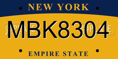 MBK8304 New York License Plate