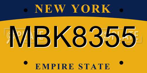 MBK8355 New York License Plate
