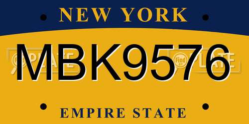 MBK9576 New York License Plate