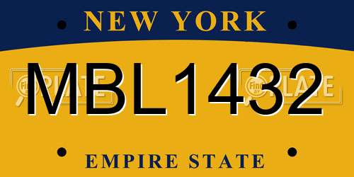 MBL1432 New York License Plate