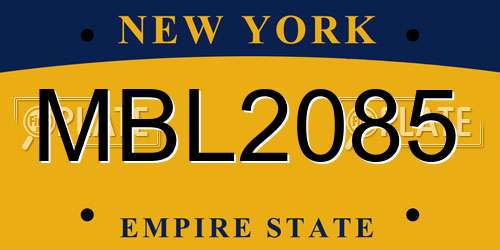 MBL2085 New York License Plate