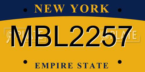 MBL2257 New York License Plate