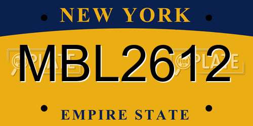 MBL2612 New York License Plate