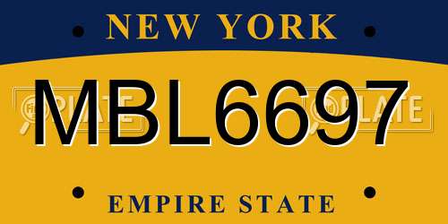 MBL6697 New York License Plate