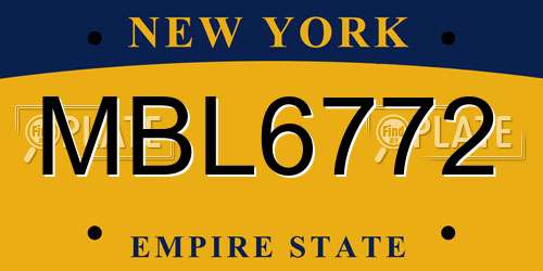 MBL6772 New York License Plate