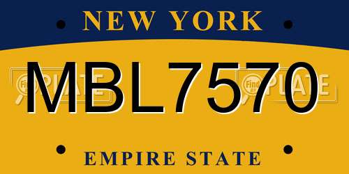 MBL7570 New York License Plate