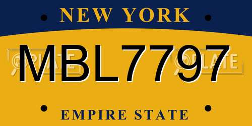 MBL7797 New York License Plate