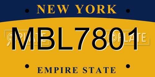 MBL7801 New York License Plate