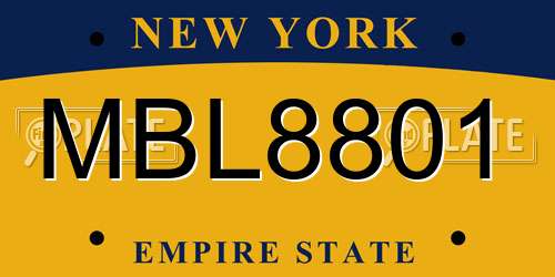 MBL8801 New York License Plate