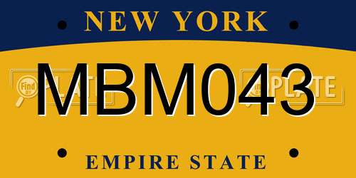 MBM043 New York License Plate