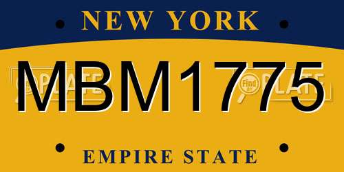 MBM1775 New York License Plate
