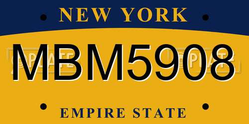 MBM5908 New York License Plate
