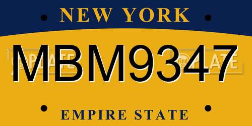 MBM9347 New York License Plate