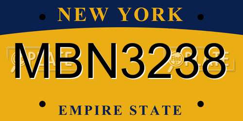 MBN3238 New York License Plate