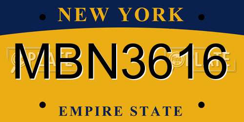 MBN3616 New York License Plate